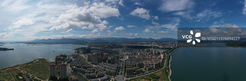 航拍江西九江庐山西海武宁县县城风光图片素材