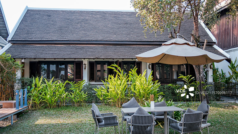 老挝琅勃拉邦保护区酒店的景色图片素材