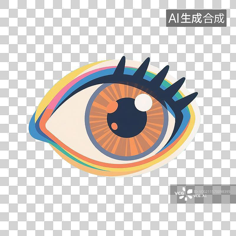 【AI数字艺术】扁平插画风眼球特写图片素材