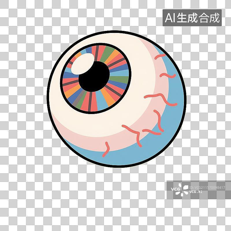 【AI数字艺术】扁平插画风眼球特写图片素材