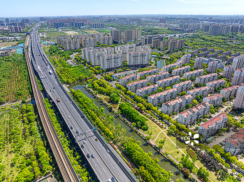 康桥宝邸 S3沪奉高速 达城锦园 上海浦东康桥周浦交界 沿南村 张江科学城南部住宅 航拍上海城市发展图片素材
