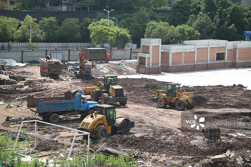重庆市云阳县的商品房建设工地和老旧小区配套改造建设工地图片素材