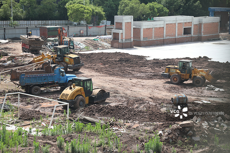 重庆市云阳县的商品房建设工地和老旧小区配套改造建设工地图片素材