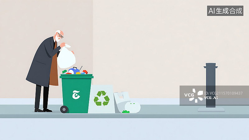 【AI数字艺术】城市环保行动插画图片素材