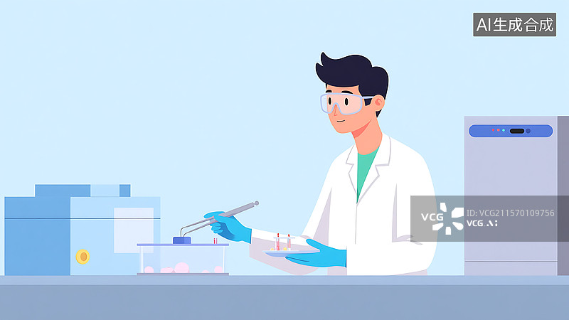 【AI数字艺术】医学样本检测插画图片素材