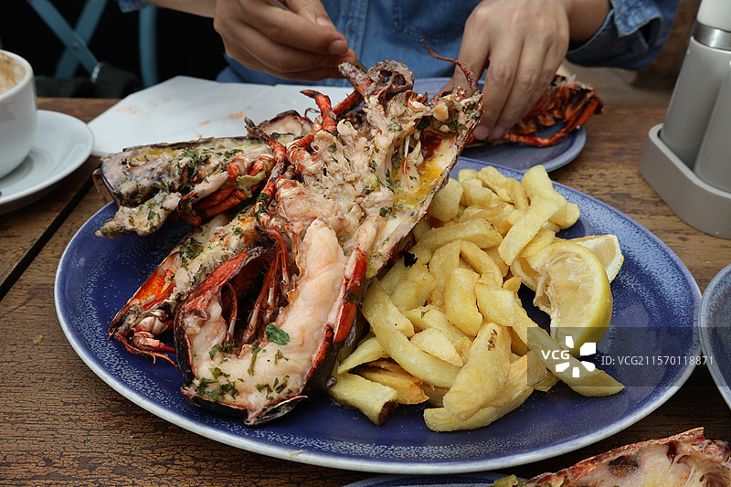 爱丁堡北贝里克海鲜大餐之烤龙虾图片素材