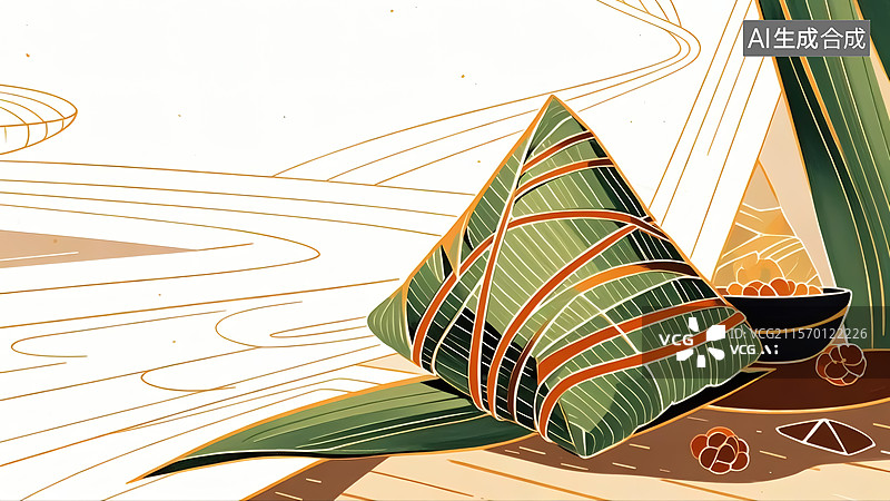 【AI数字艺术】端午节粽子美食插画图片素材