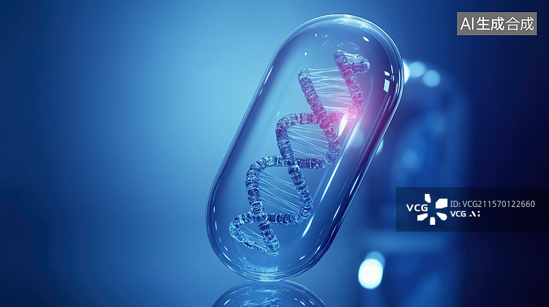 【AI数字艺术】胶囊中的DNA双螺旋结构图片素材