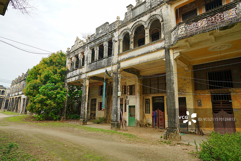 广东省江门市台山市，圆山圩，骑楼街道，狂飙莽村取景地！图片素材