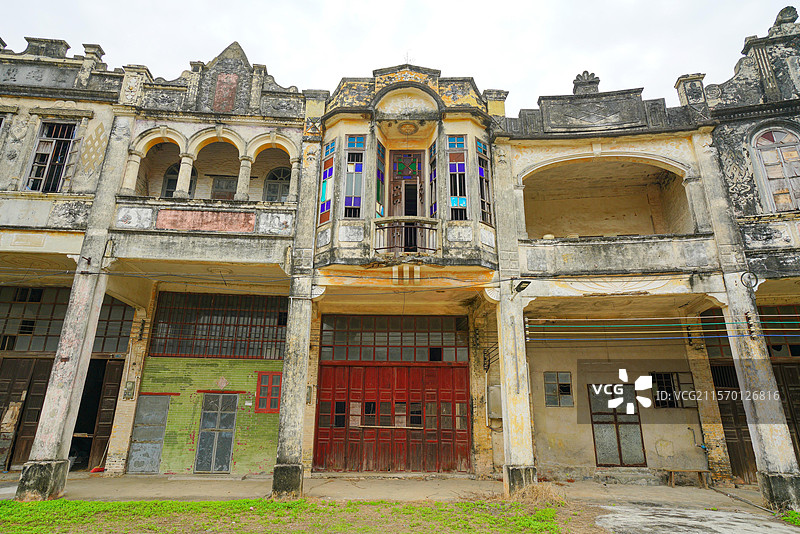 广东省江门市台山市，圆山圩，骑楼街道，狂飙莽村取景地！图片素材