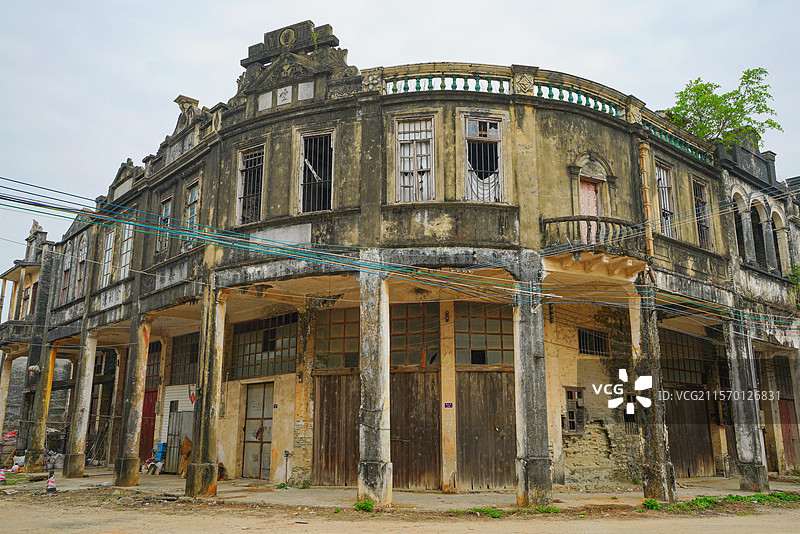 广东省江门市台山市，圆山圩，骑楼街道，狂飙莽村取景地！图片素材