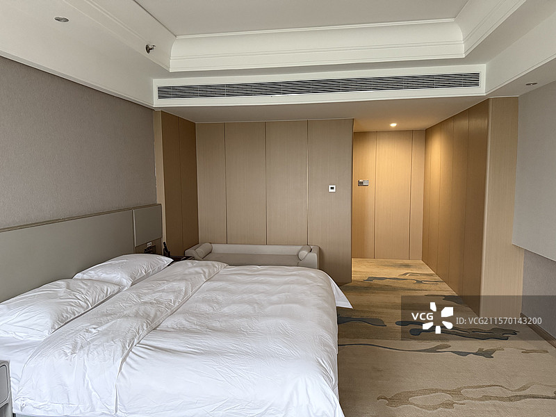 现代简约酒店大床房室内场景图片素材