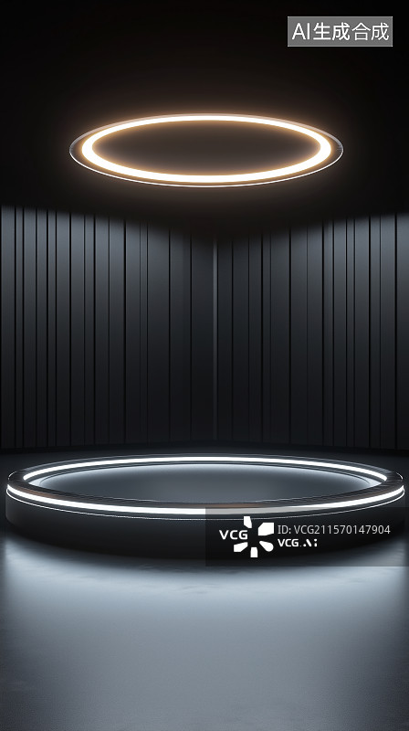 【AI数字艺术】超级特卖会炫酷渐变光感霓虹灯管展台背景图片素材