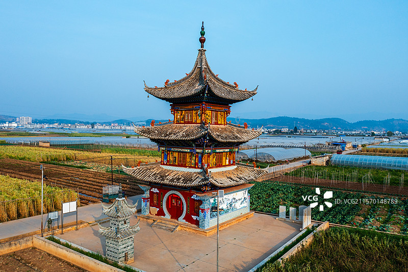 云南省玉溪市江川区黄营村锁水阁图片素材