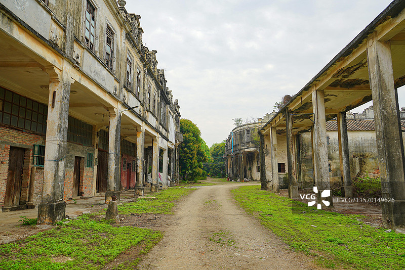 广东省江门市台山市，圆山圩，骑楼街道，狂飙莽村取景地！图片素材