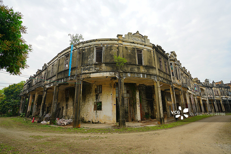 广东省江门市台山市，圆山圩，骑楼街道，狂飙莽村取景地！图片素材