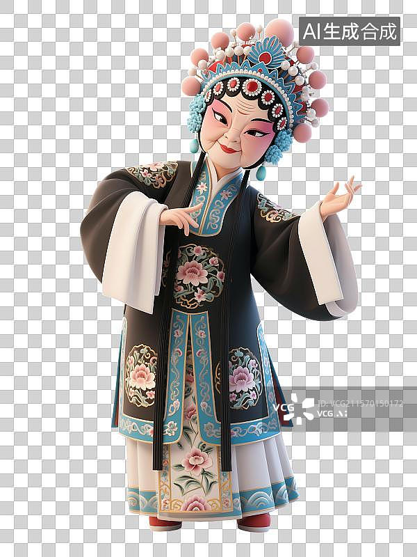 【AI数字艺术】穿着精美戏服的京剧老旦人物形象插画图片素材