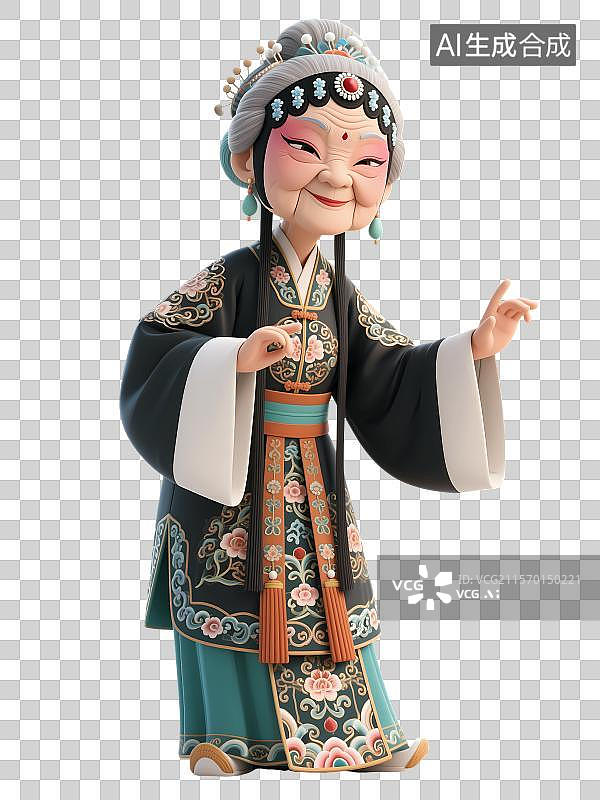 【AI数字艺术】穿着精美戏服的京剧老旦人物形象插画图片素材