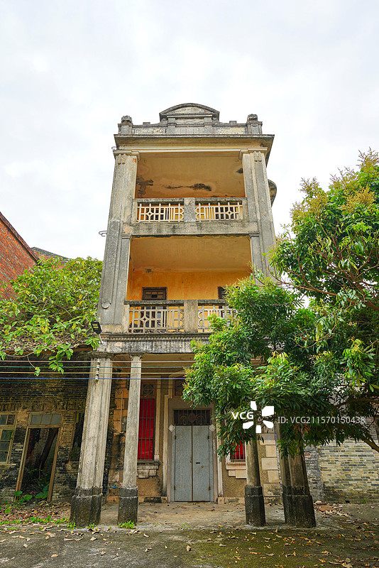 广东省江门市台山市，圆山圩，骑楼街道，狂飙莽村取景地！图片素材