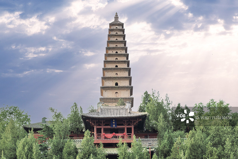 山西永济普救寺莺莺塔图片素材