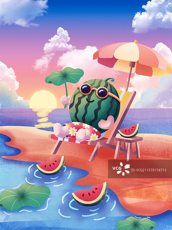 凉爽西瓜浪漫一夏图片素材