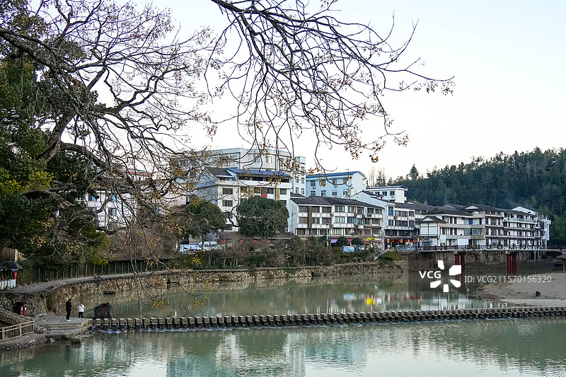 浙江 温州 泰顺 廊桥文化园 河边图片素材
