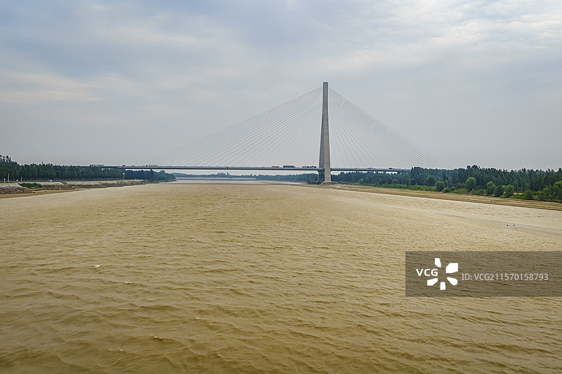 青银高速公路济南黄河大桥航拍图片素材