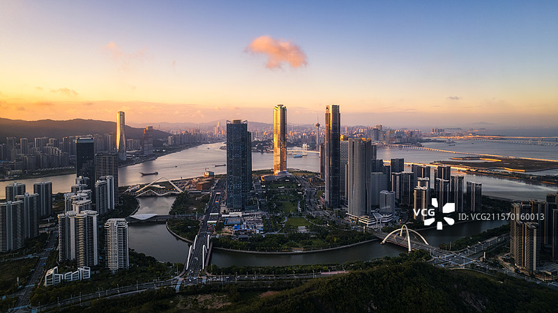 横琴金融岛夕阳图片素材