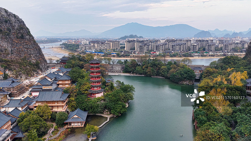 广西桂林风光：木龙湖公园-木龙塔图片素材