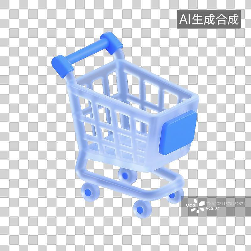【AI数字艺术】3D购物车图标图片素材