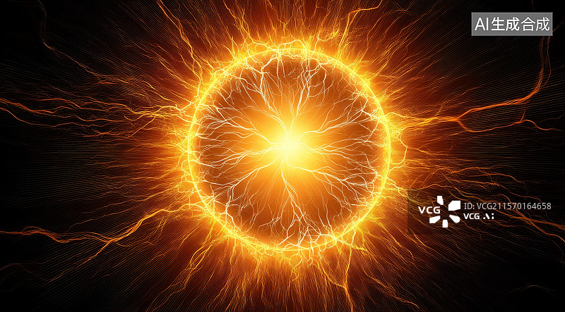 【AI数字艺术】炽热的光圈与电弧图片素材