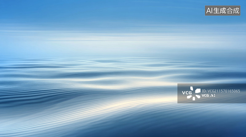 【AI数字艺术】平静的水面与蓝天图片素材
