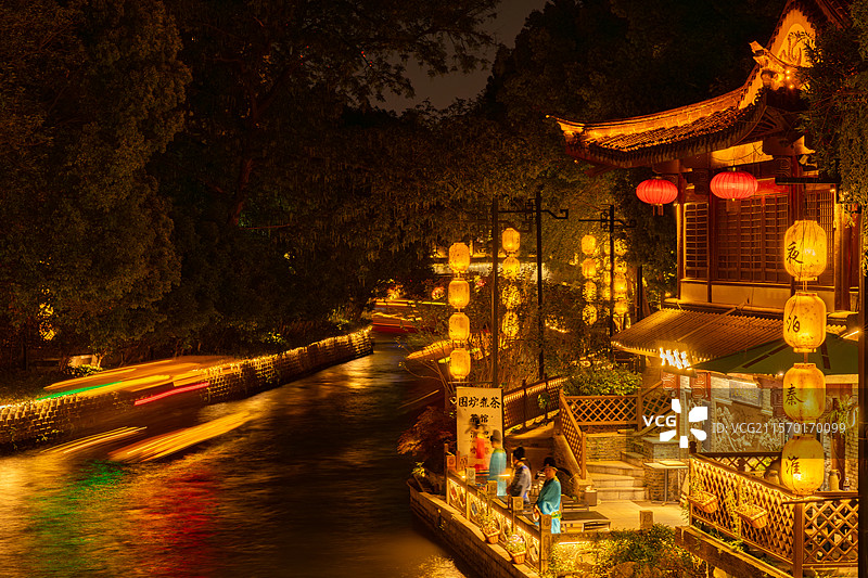 南京，夜游秦淮河图片素材