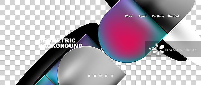 几何抽象玻璃效果，带有圆形和图片素材