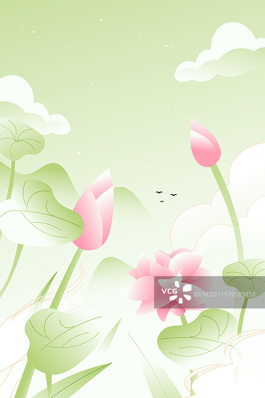 卡通夏至节气大暑夏天夏季暑期生活学生儿童童趣亲子家人旅游美食电商荷花荷叶古建筑古风中国风国潮矢量插画图片素材