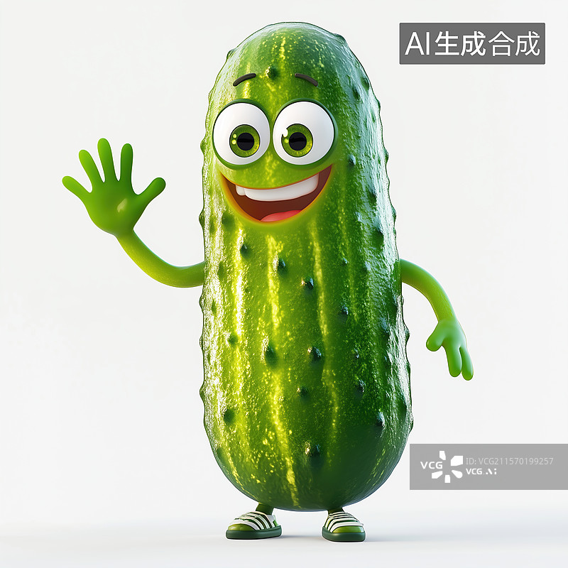 【AI数字艺术】拟人化卡通黄瓜插画图片素材