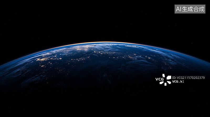 【AI数字艺术】地球夜景空间视角图片素材