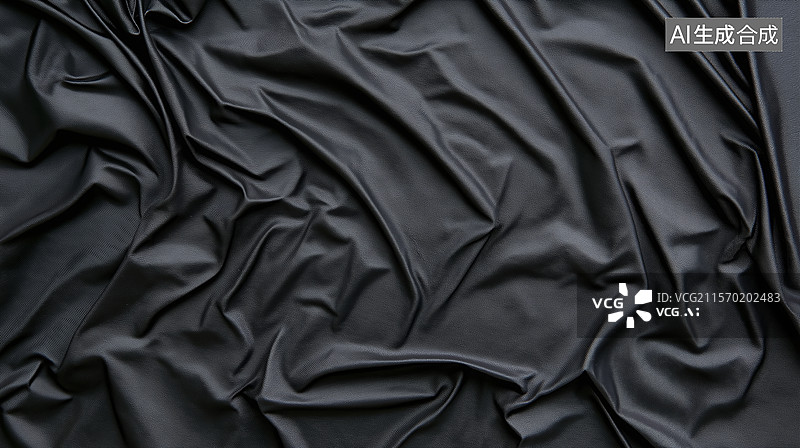 【AI数字艺术】黑色丝绸褶皱纹理背景图片素材