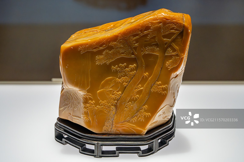 上海博物馆寿山石薄意松鹤百寿印图片素材