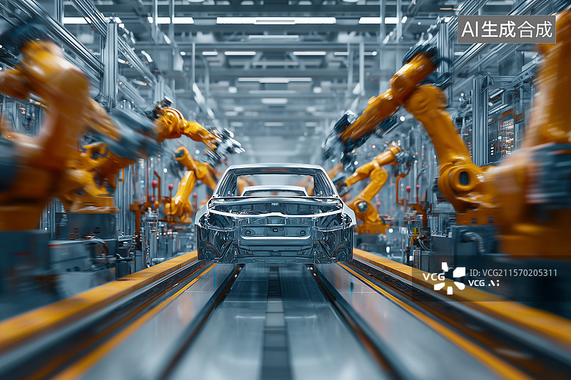 【AI数字艺术】新能源汽车超级工厂图片素材