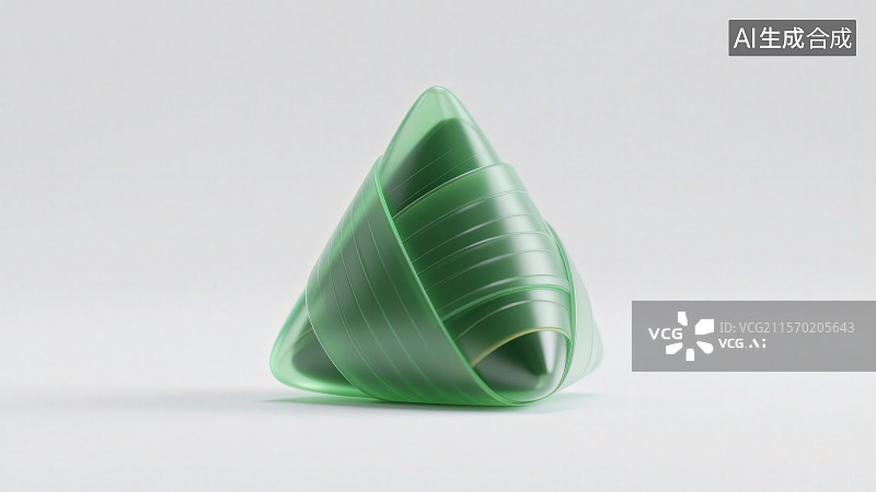 【AI数字艺术】3D渲染磨砂玻璃透明质感端午节绿色粽子图片素材