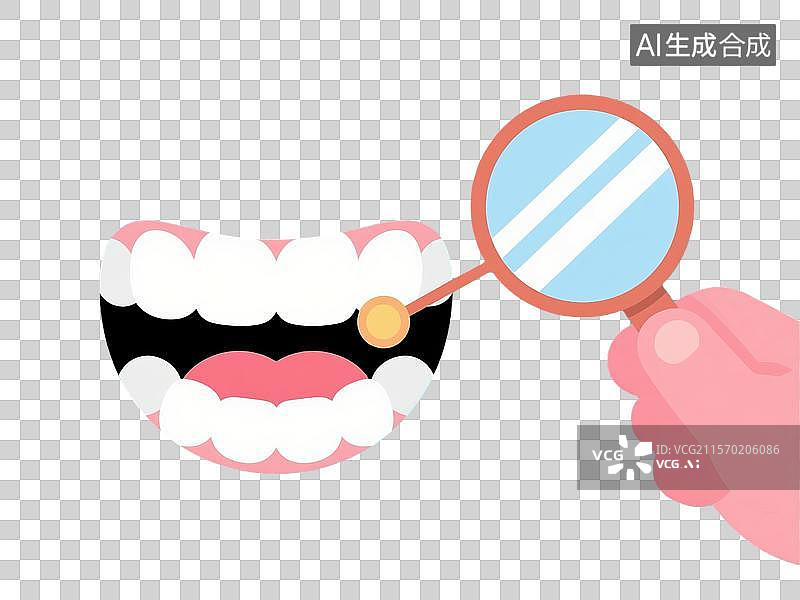 【AI数字艺术】漫画形式的牙齿检查扁平插画图片素材