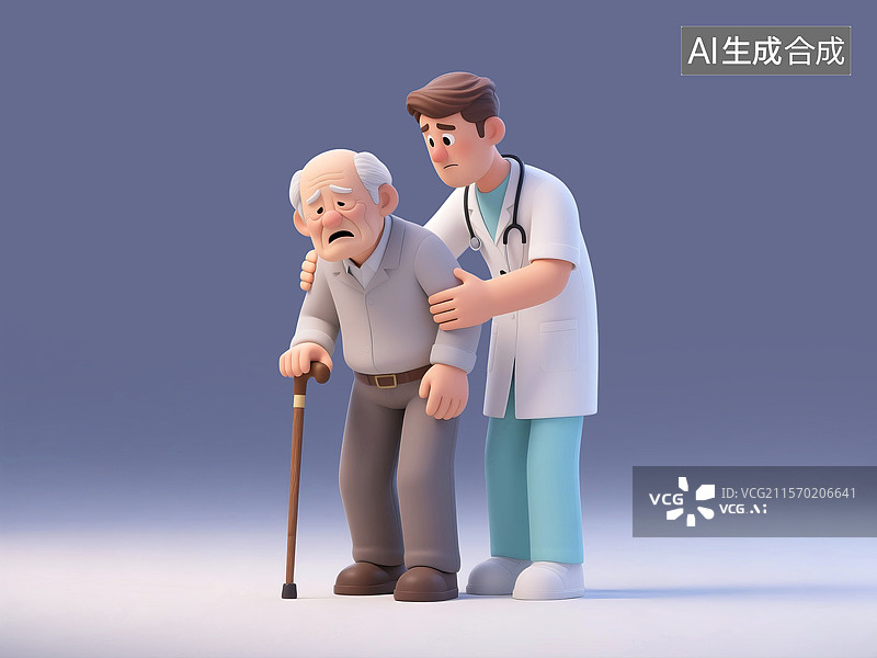 【AI数字艺术】3D三维C4D医院护士医生关爱照顾看护生病患病老年人图片素材