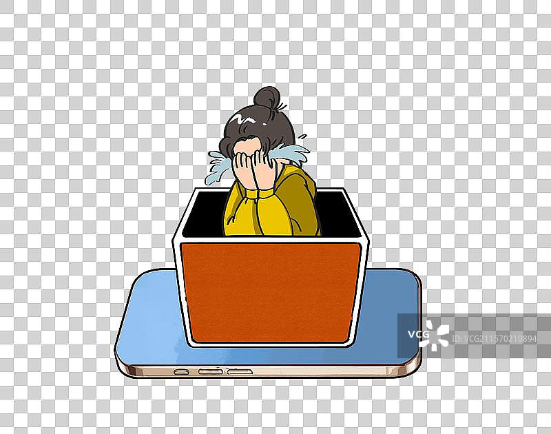 女孩被人泄露个人信息卡通元素图片素材