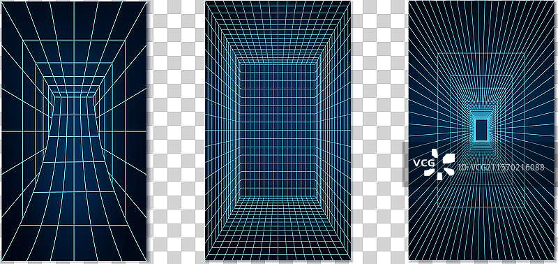 3D线框抽象隧道网格设计图片素材