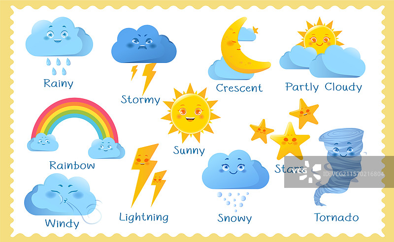 带有天气海报的教育工作表图片素材