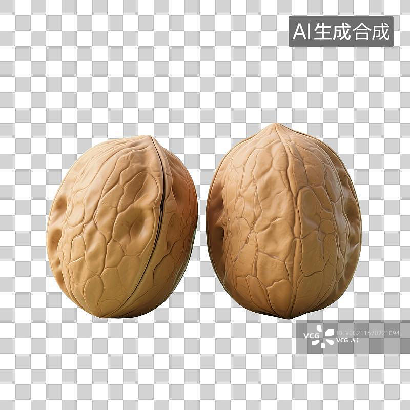 【AI数字艺术】3D渲染，核桃，坚果，健康食品免抠元素图片素材
