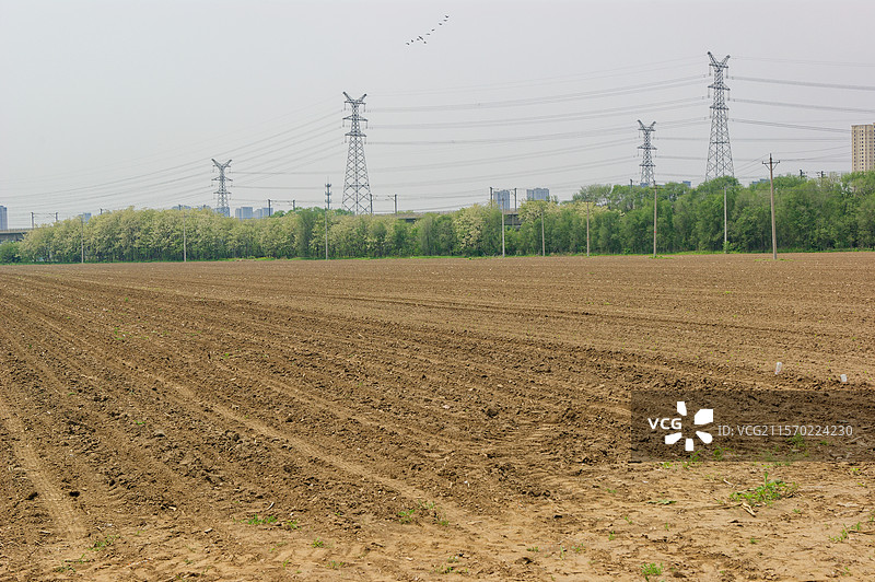 沈阳沈北新区冬雪湖西侧农田耕地，春夏城市户外自然生态，农业种植土壤土地耕种图片素材