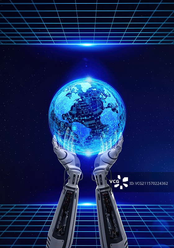Ai人工智能机器手探索宇宙图片素材