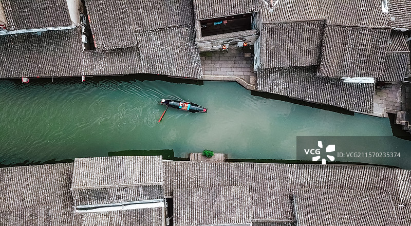 浙江绍兴安昌古镇风景区，江南水乡景观图片素材